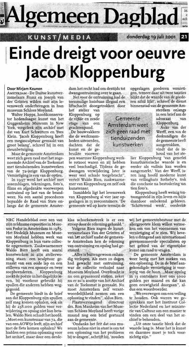 2001 - 19 juli - Algemeen Dagblad