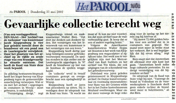 2001 - 31 Mei - Parool